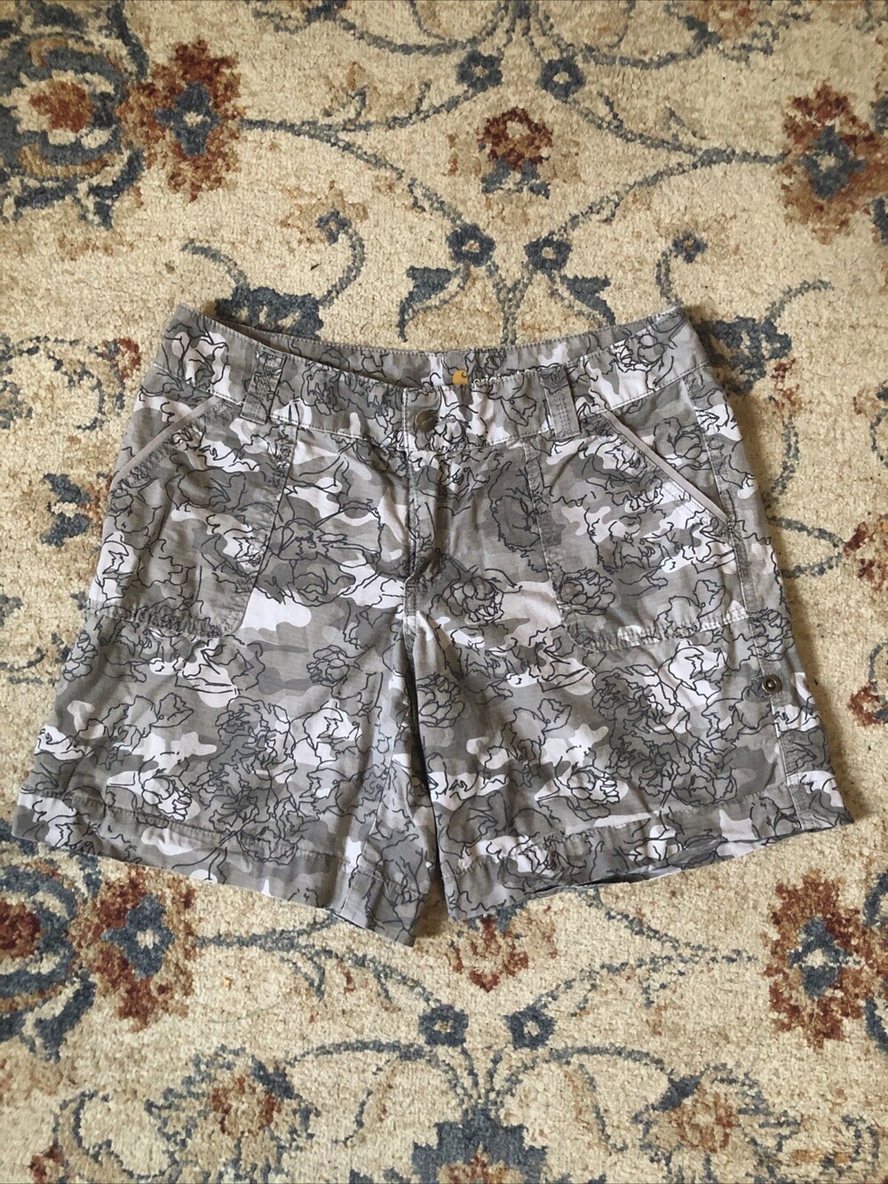 Carhartt Shorts Women’s 12 El Paso Original Fit Green Camouflage Tab Up 102093